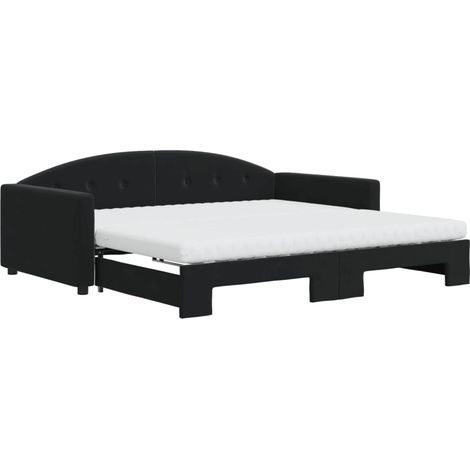 Maison Exclusive - Lit de jour avec lit gigogne et matelas noir 100x200 cm velours