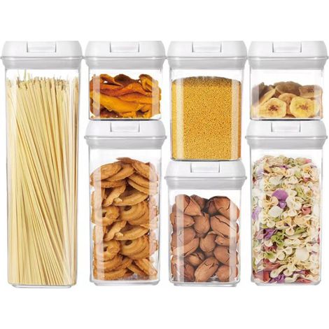 7-Piece Stackable Airtight Food Storage Containers  BPA-Free Eco-Friendly Pantry Organiser Set  Multiple Sizes for Kitchen Organisation