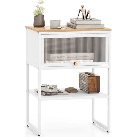 Comodino comodino in legno con struttura in metallo e ripiano e anta trasparente 40 x 32 x 56 cm bianco 88305063 88305063 88305063 88305063 88305063 88305063 88305063 88305063 88305063 88305063 883050