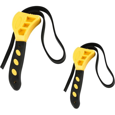 Set di 2 chiavi a cinghia regolabili: utensile con impugnatura in gomma resistente per filtri dell'olio, tubi o impianti idraulici, chiave meccanica antiscivolo per il fai da te e l'uso generale. (1/5)