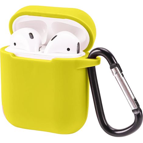 Cover custodia silicone giallo cuffie bluetooth porta auricolari gancio (1/3)