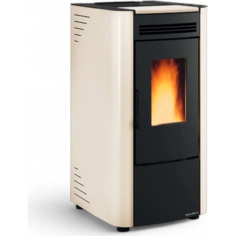 Stufa a pellet in acciaio avorio A+ con serbatoio 15 kg e uscita fumi posteriore 46x53xH89 cm Nordica Extraflame Ketty 5.0 (1/4)