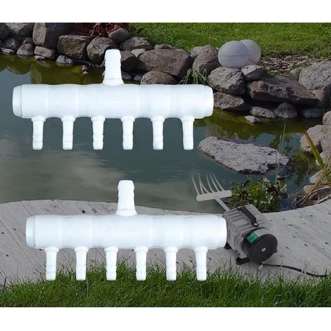 Lot de 2 Multi Diviseurs Plastique 6 Sorties Pour Aérateur & Pompe à Air Bassin & Aquarium (1/5)
