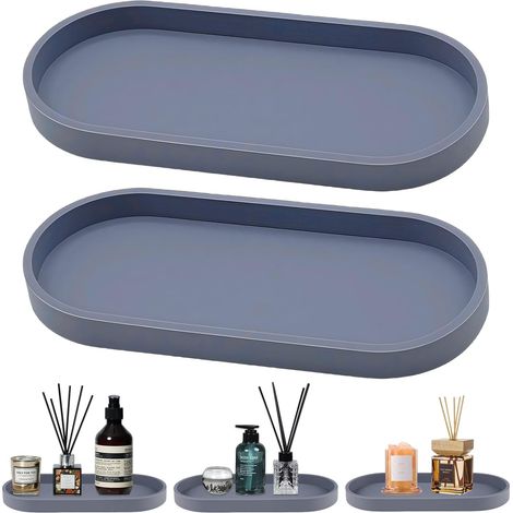 2 Plateau, 24,8x11x2cm, Silicone Gris, Résistant Humidité, Rangement Savon, Salle de Bain Cuisine