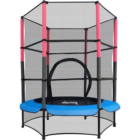 GALACTICA Children’s Mini Trampoline With Safety Net – 4.5FT Kids Rebounder Blue (1/7)
