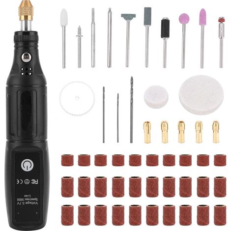 Mini outil rotatif sans fil, mini meuleuse électrique à 5 vitesses de 8000 tr/min 16 000 tr/min, kit d'outils rotatifs avec 40 accessoires, d'angle pour ponçage, polissage, perçage, - (1/5)