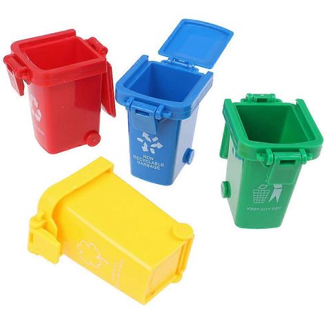 Ensemble de 4 mini poubelles avec perroquet pivoine pour l'éveil et le dressage. (1/4)