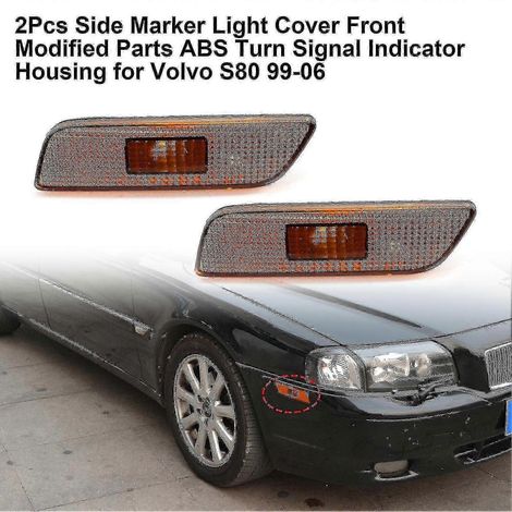 2 Stück Seitenmarkierungsleuchtenabdeckung vorne, modifizierte Teile, ABS-Blinkergehäuse 9188263 9188264, kompatibel mit Volvo S80 99-06() (1/4)