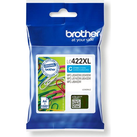 Cartouche Brother LC422XL haute capacité cyan pour imprimante jet d'encre