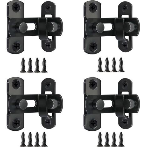 4 Stück 90°-Schiebetürriegel, 7,6 cm (3 Zoll) Schiebetürriegel, Türschloss aus Edelstahl, kleine doppelseitige Türbolzen – Schwarz (1/5)