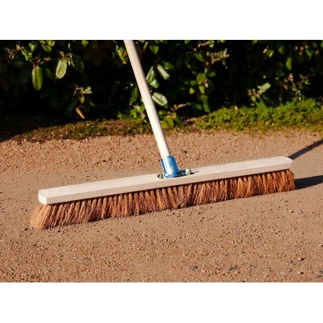 Lot de 3 Balai Piste Extérieur Longueur 100 cm Fibre Coco Semelle Bois Douille Métal Boulonnée