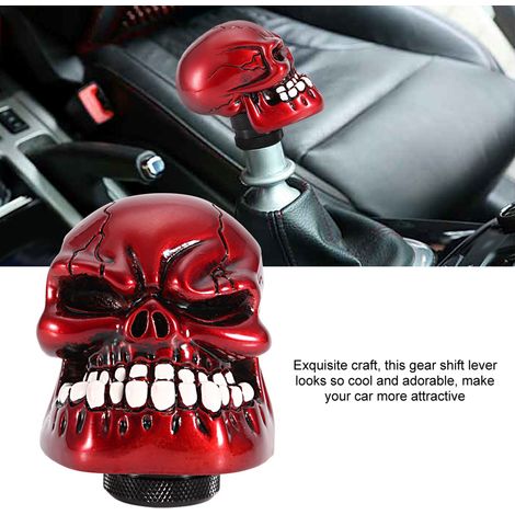 Pommeau de levier de vitesse universel rouge en forme de crâne de squelette, modifié pour voiture. (1/5)