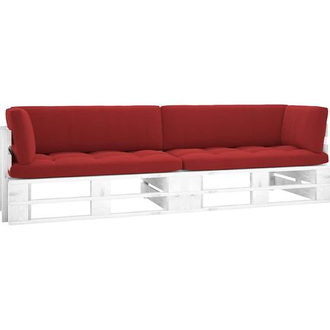 vidaXL Canapé palette 2 places avec coussins Pin imprégné de blanc (1/5)