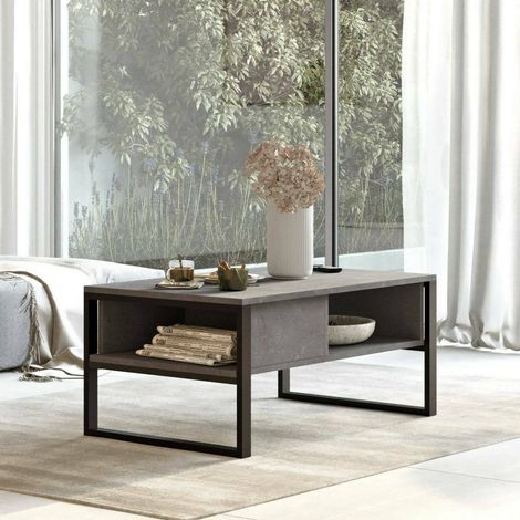 Dmora - Wohnzimmertisch Astraia, Niedriger Wohnzimmertisch, Kaffeeregal, Couchtisch für Sofa, 100x60h44 cm, Silber, mit verstärkter Verpackung (1/5)