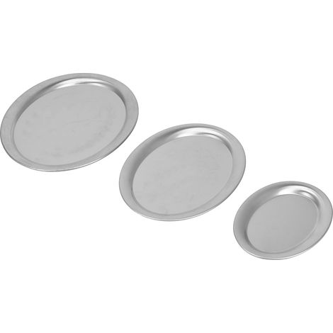 Plateau à dessert en acier inoxydable poli miroir (lot de 3), plateau de présentation pour bijoux et amuse-gueules, couleur argent. (1/5)