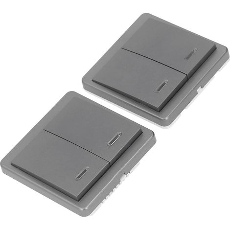 IP66 Wasserdichter drahtloser Wandschalter mit 2 Tasten, Fernbedienung, 1000 W, 170-240 V, drahtlose Smart-Steuerbox, Doppel-Drucktastenschalter. (1/5)