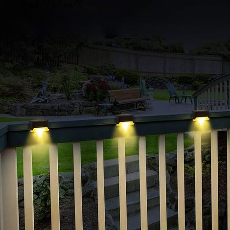 Lot de 8 lampes solaires étanches pour une utilisation extérieure, escaliers, marches, clôtures, jardin (blanc chaud) (1/5)