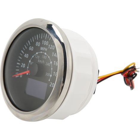 85-mm-GPS-Tachometer 0–300 km/h (0–200 mph), wasserdicht (IP67), mehrfarbige Hintergrundbeleuchtung, digitaler Kilometerzähler für Wohnmobile und Boote, schwarz (1/5)
