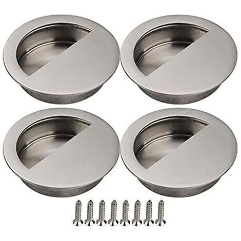 50mm Sliding Door Sliding Door Cupboard Recessed Handle Furniture Handle with Screws Sliding Door Cabinet Silver