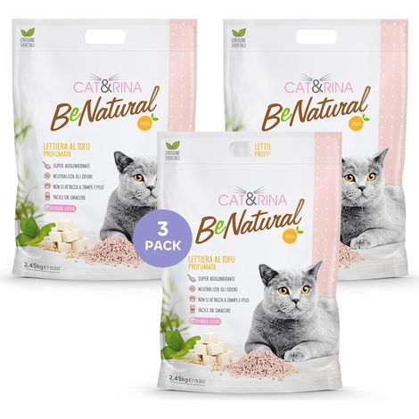 litière pour Chat au Tofu 5,5 l Agglomérant et végétal. Jusqu'à 30 Jours d'utilisation. Se débarrasse dans Les bios ou Les Toilettes. Sable Chats Anti-odeurs Pêche, 3 pièces (1/4)