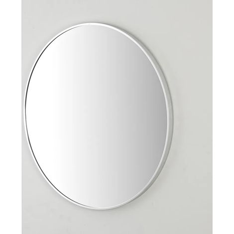 Specchio bagno 80 cm con cornice argento e installazione a parete (1/3)
