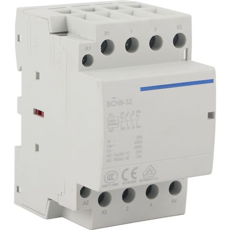 Contacteur domestique 4P 32A CA, montage sur rail DIN, 2NO 2NC (CA 230V) (1/5)