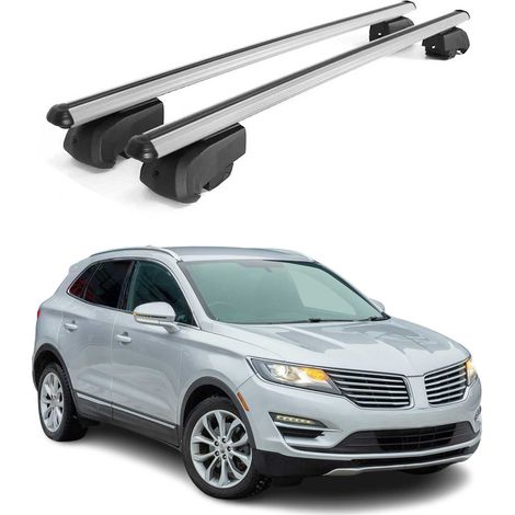 OMAC Aluminium Dachträger Querträger für Lincoln MKC 2015-2019 – City Crash – ISO/PAS 11154:2006 – Abschließbar – Max. 75 kg – 2 Stangen Silber (1/5)