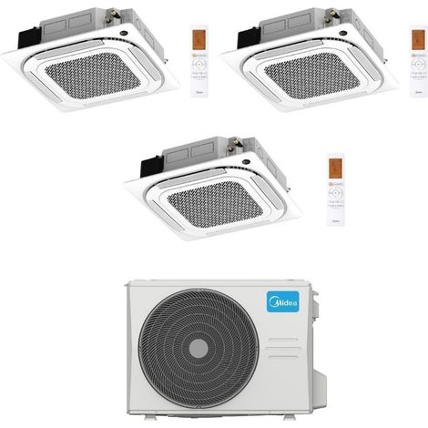 Midea Climatiseur Cassette 4 Voies Trial Split MCA4U 12+12+12 avec M4OE-28HFN8-Q Inverter R 32 Wi-Fi Optionnel Classe A++