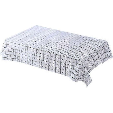 Nappe rectangulaire en toile cirée imperméable et résistante à l'huile, en PVC à motif treillis, 180 x 137 cm, blanche, 1 pièce (1/5)