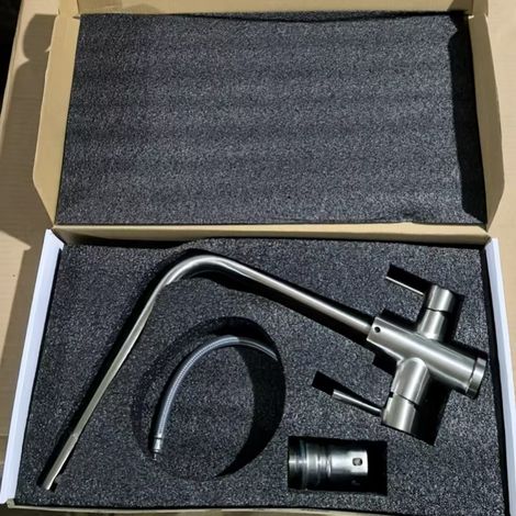 304 Stainless Steel Brushed Direct Drinking Pure Hot and Cold Water Multifunctional Kitchen Faucet - Brushed Stainless Steel Seven-Character Three-Way Faucet