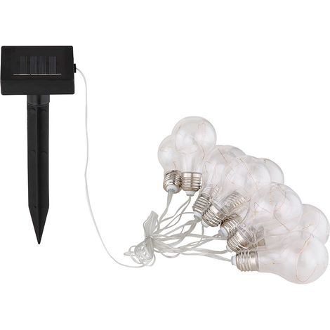 Luce solare a LED stringa di lampadine a filamento lampada solare per esterni, picco a terra 2 modalità, 20x LED bianco caldo, L 380 cm