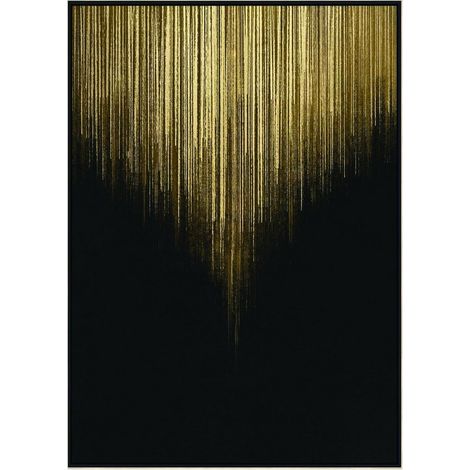 Golden Rain Foiled Framed Wall Art - Canvas/Polyester/Pine - L4 x W100 x H140 cm - Black/Gold