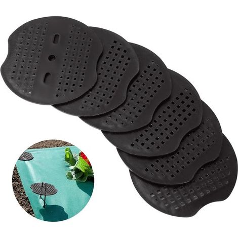 120 anneaux d'ancrage au sol en plastique, 3 trous, anneau de fixation pour l'agriculture, le paillage, les filets et mailles, la couverture de pelouse, les tentes (noir) (1/5)