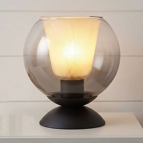 LED Tischleuchte Tischlampe Wohnzimmerlampe Rauchoptik Schwarz Glas H 19 cm (1/5)