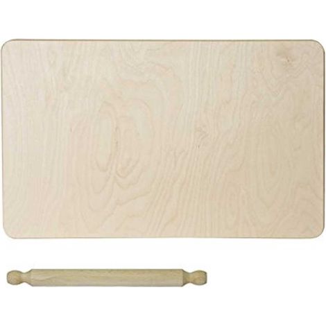 Asse Per Impastare Spianatoia In Legno Con Mattarello Pasta Fresca Pizza 58x36cm (1/2)