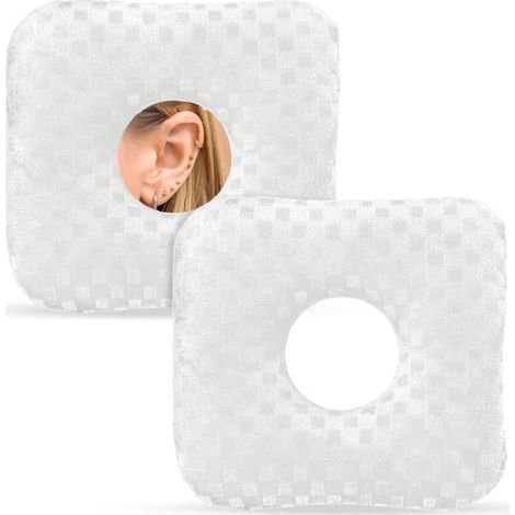 Oreiller - Lot de 2 oreillers pour piercing d'oreille avec trous - Oreiller de sommeil en forme de O avec coussinets circulaires pour soulager les maux d'oreilles, l'inflammation et les escarres - Bla (1/5)