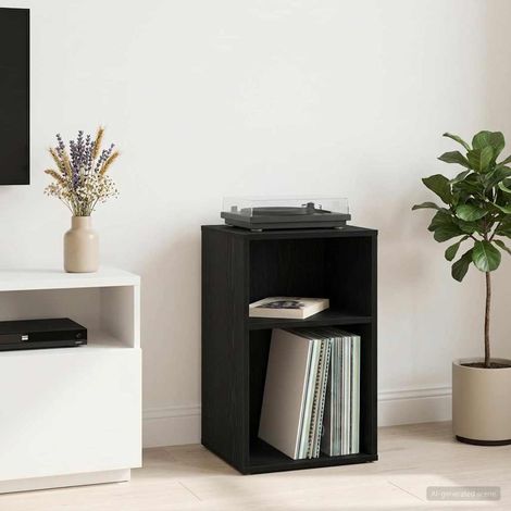 vidaXL Mueble para discos de vinilo Roble Negro 38 x 33 x 61 cm (1/5)