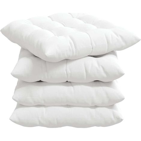 Seat Cushions 4 pcs White 40 x 40 x 6 cm Fabric vidaXL