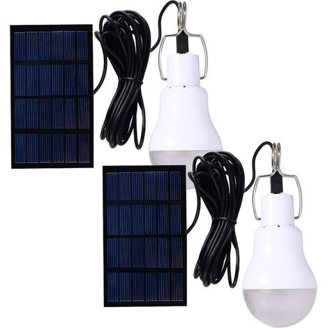 Lampe solaire portable à LED, panneau solaire, éclairage d'urgence pour tente de camping, pêche de nuit (lot de 2) (1/5)