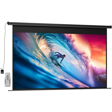 Telo per Proiettore 120" Formato 16:9 Motorizzato con Telecomando Fissaggio a Muro e Soffitto Nero (1/5)