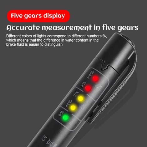 Testeur de liquide de frein portatif, stylo de contrôle d'humidité avec 5 voyants LED pour DOT3 DOT4, outil de diagnostic automobile pour véhicules. (1/5)