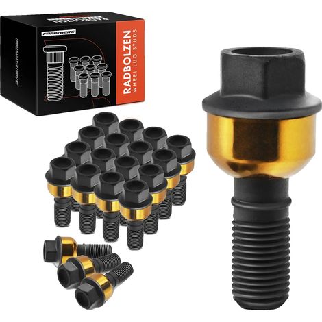 Tornillo de rueda, tamaño de rosca M14 x 1.5, longitud 58,5 mm, longitud de rosca 21 mm, tamaño de llave 19 mm, compatible con Porsche (1/5)
