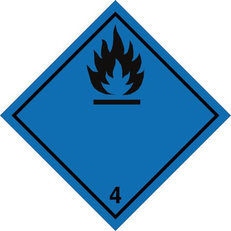 Panneau et étiquettes ADR - gaz inflammable en cas de contact avec de l’eau - Matériau : Polychlorure de vinyle (PVC) - Taille : 100x100 mm - Material: Aluminum - Size: 300x300 mm