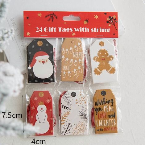 Etiquettes De Cadeau De Noël - En Papier Rouge - 7 5 X 4 5 Cm À 9 5 X 7 5 Cm - Pour Emballage Et Décoration D Arbre - Lot De 24