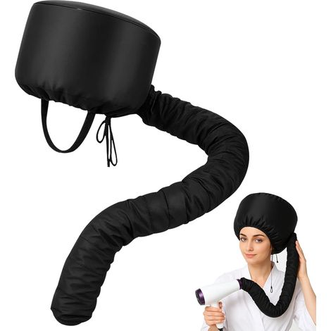 Hair Dryer Cap, Hair Heated Helmet for Drying Style Curling Deep Conditioning, Adjustable (Black)