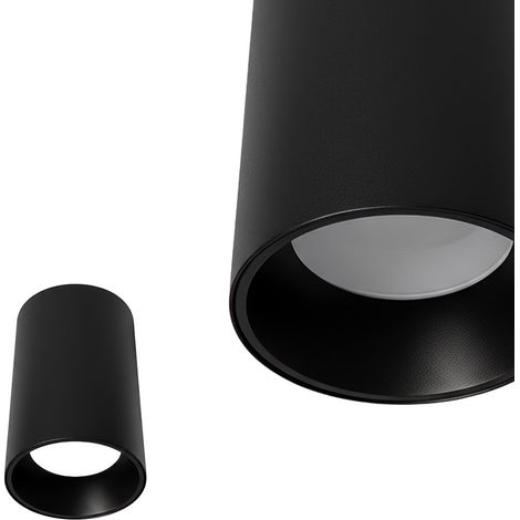 Plafonnier spot saillie rond noir Ø60x100mm Aluminium GU10 IP20 SALSA - HOROZ (1/5)