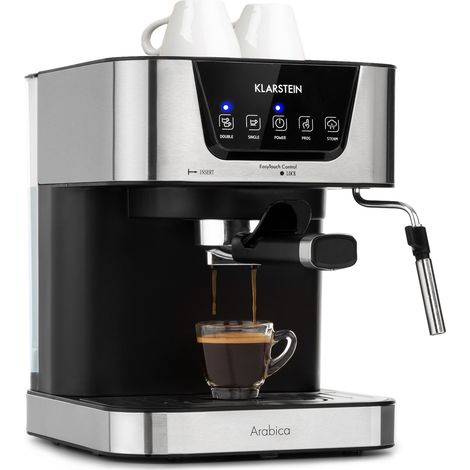 Klarstein Máquina de café espresso Arabica 1050W 15 Bar 1,5l Panel de control táctil acero inoxidable (1/5)