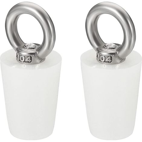 Tapón cónico de silicona de 14 mm a 19 mm, tapón sólido con anillo para tubos de ensayo, tuberías de agua y desagües, color blanco, 2 unidades.