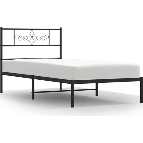 Maison Exclusive - Bettgestell mit Kopfteil Metall Schwarz 90x200