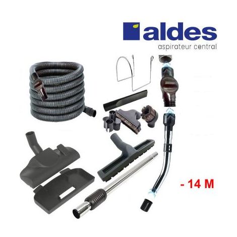 Set ALDES 8 accessoires + 1 flexible avec poignée standard chromée remplace la poignée de commande pneumatique ALDES 11070062 avec douille de démarrage et vanne d’arrêt - longueur au choix - 14m